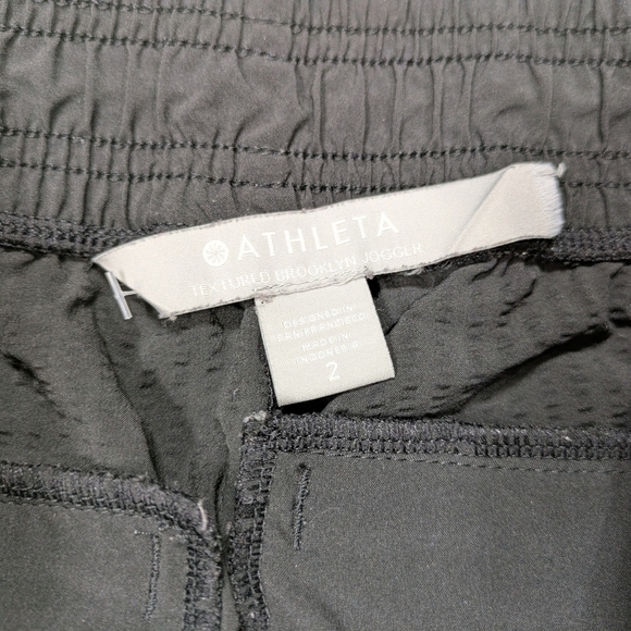 Athleta Pants Women's 2 Black Textured Brooklyn Jogger Nylon Light Run Travel - Picture 7 of 11